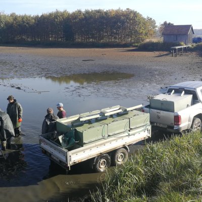 Výlov rybníka - zdroj ryb pro Jelínkovu vilu - technické zázemí