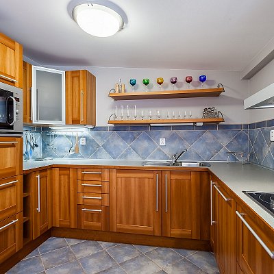 Apartmá Prezident hotelu Jelínkova vila - prostorná kuchyň s vybavením
